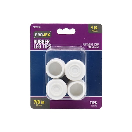 Rubber Leg Tip Off-White Round 7/8 In. W , 4PK